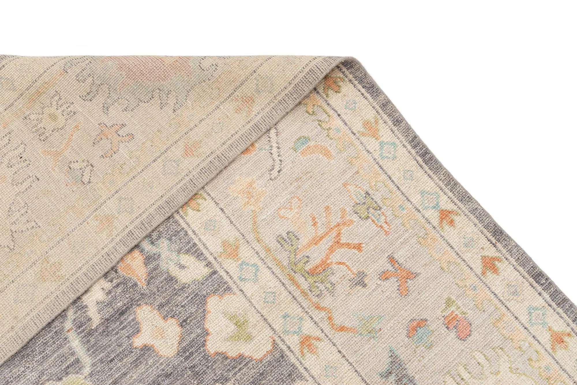 Chestnut Brown Oushak Hand-Knotted Wool Carpet | Handcrafted in India