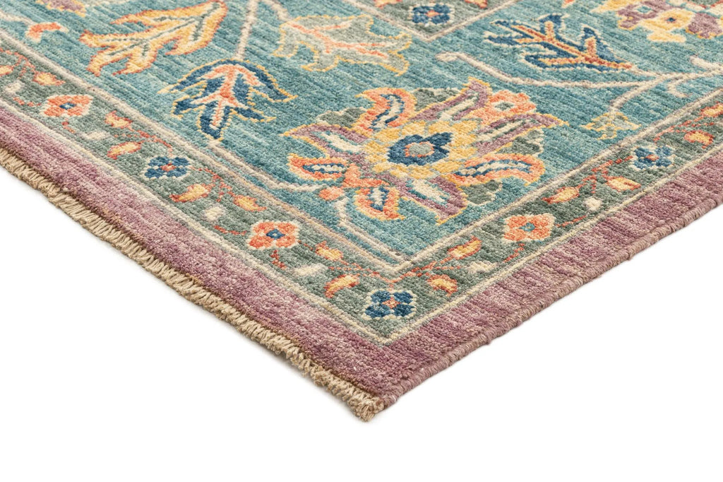 Fallen Blossoms Color Oushak Hand-Knotted Wool Carpet | Handcrafted in India